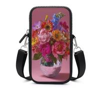 Jubonexis Vase boule disco avec fleurs vibrantes, sac à bandoulière pour téléphone portable, smartphone avec sangle réglable