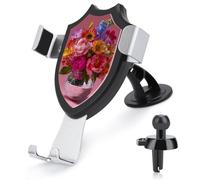 Jubonexis Vase boule disco avec fleurs vibrantes - Support de téléphone de voiture triangulaire à clip - Support de téléphone portable pour grille d'aération - Accessoires automobiles pour smartphones
