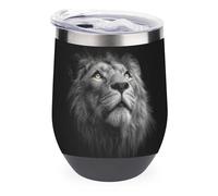 Jubonexis Verre à vin en forme de tête de lion isotherme en acier inoxydable à double paroi avec couvercle 355 ml