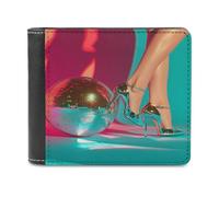 Jubonexis Vibe Portefeuille à deux volets en cuir synthétique souple avec porte-monnaie et carte de crédit Motif boules disco années 60