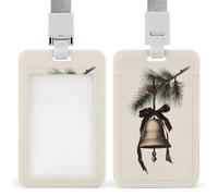 Jubonexis Vieille cloche de Noël avec ruban marron foncé, porte-badge rétractable, porte-cartes, porte-nom pour le travail, le bureau, les médecins, les infirmières