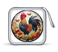 Jubonexis Vitrail coloré Coq Boîtier de rangement CD DVD