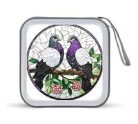 Jubonexis Vitrail Deux Pigeons Boîtier de rangement CD DVD Portable