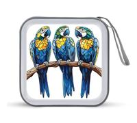 Jubonexis Vitrail Trois perroquets Boîtier de rangement CD DVD Portable