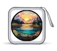 Jubonexis Vitrail Valley Sunset Boîtier de rangement CD DVD portable pour voiture, maison, voyage