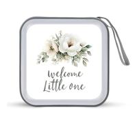 Jubonexis Welcome Little One Étui de rangement portable pour CD/DVD Motif floral Blanc