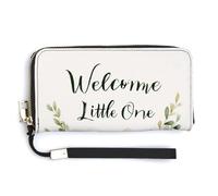 Jubonexis Welcome Little One Portefeuille en cuir synthétique doux à deux volets, porte-monnaie, carte de crédit, porte-cartes et argent pour homme et femme Ivoire