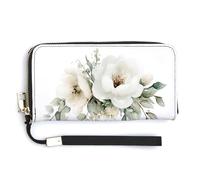 Jubonexis Welcome Little One Portefeuille long à deux volets en cuir synthétique avec motif floral blanc pour pièces de monnaie, carte de crédit, stockage d'argent pour homme et femme