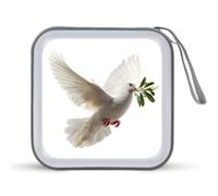 Jubonexis White Dove Flying Étui de rangement pour CD DVD portable pour voiture, maison, voyage