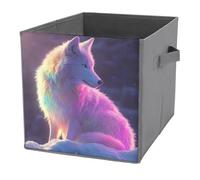 Jubonexis Wolf Cubes de rangement pliables en tissu avec poignées pour étagères, placards, 27 x 27 cm