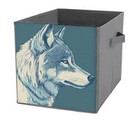 Jubonexis Wolf Cubes de rangement pliables en tissu décoratif avec poignées pour étagères, placards, 27 x 27 cm