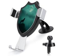 Jubonexis Wolf Moon Mountain Support de téléphone de voiture triangulaire à clip pour grille d'aération Accessoires automobiles pour smartphones portables de 4 à 6 pouces