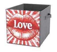 Jubonexis Word Love Cubes de rangement pliables en tissu décoratif avec poignées pour étagères, placards, 27 x 27 cm
