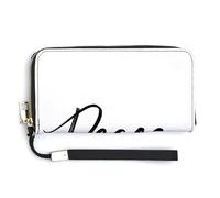 Jubonexis Word Peace Minimalist Line Art Portefeuille long en cuir synthétique à deux volets, porte-monnaie de crédit, porte-cartes durable pour homme et femme