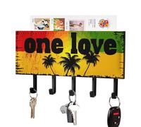 Jubonexis Words One Love and Palm Trees Porte-clés mural en acrylique avec 5 crochets pour maison, bureau, entrée