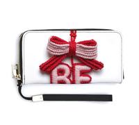 Jubonexis Yarn Crochet Word Be Mine Pochette de Saint-Valentin en cuir PU Portefeuille long à deux volets, porte-monnaie de crédit, porte-cartes durable pour homme et femme