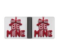 Jubonexis Yarn Crochet Word Be Mine Portefeuille en cuir PU souple à deux volets, porte-monnaie de crédit, porte-cartes durable pour homme et femme