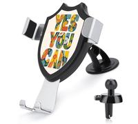 Jubonexis YES YOU CAN Support de téléphone de voiture à motifs floraux avec base triangulaire à clip pour grille d'aération Accessoires automobiles pour smartphones de 4 à 6 pouces