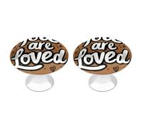 Jubonexis You are Loved on Lot de 2 boutons de tiroir ronds marron avec vis pour armoire, placard, maison, bureau, cuisine