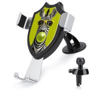 Jubonexis Zebra portant des lunettes de soleil jaunes Support de téléphone de voiture Triangle Clip Base Air Vent Support de téléphone portable Accessoires automobiles pour smartphones de 4 à 6 pouces