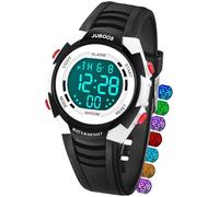 Juboos Montre Enfant avec Bracelet Imprimé et 7 Lumières Colorées,Montre Digitale Étanche pour Enfants avec Oreilles de Chat pour Garçons et Filles de 5 à 15 Ans