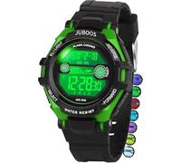 Juboos Montre Enfant avec Bracelet Imprimé et 7 Lumières Colorées,Montre Digitale Étanche pour Enfants avec Oreilles de Chat pour Garçons et Filles de 5 à 12 Ans (Noir Vert)
