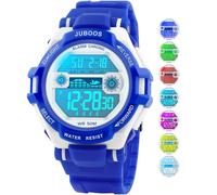Juboos Montre Enfant avec Bracelet Imprimé et 7 Lumières Colorées,Montre Digitale Étanche pour Enfants avec Oreilles de Chat pour Garçons et Filles de 4 à 12 Ans