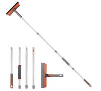 Jubor Nettoyeur Vitre 2 en 1, Professionnel Raclette Vitre avec Accessoire Éponge, Lave Vitre Démontable Kit avec Manche Telescopique 160cm pour Vitres Intérieur et Extérieur, Vitres de Voiture