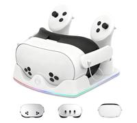 Jubor Station de Charge Compatible avec Meta Quest 2/3/3S, Support de Chargeur pour Casque avec Lumière RVB, Station de Recharge Rapide pour Casque VR
