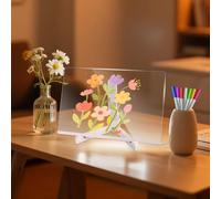 Jubor Tableau Acrylique Lumineuse Message LED, Tableau D'écriture LED Lumineux Transparent avec 7 Stylos de Couleurs et Support Réglable, Cadeau Créatif pour Enfants Petite Amie, 30 x 20 cm