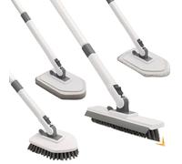 JUBORUI Brosse Salle de Bain Nettoyage 4 en 1 avec Manche Télescopique 130 cm, Brosses À Poils Durs, Brosses Éponges Et Brosses En Microfibres Pour Nettoyer Les Salles De Bains, Baignoires, Sols, Murs