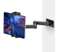 JUBORUI Support Mural Tablette, Support Mural iPad en Métal à Bras Long, Rétractable de 16 à 39.5 cm, Rotatif à 360 ° Support Tablette Compatible avec Tablette, iPad, Téléphone Portable de 4,7 à 13,5"