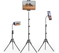JUBORUI Support pour Tablette, Réglable en Hauteur Jusqu'à 175cm Trépied pour Tablettes, Support de Tablette avec Col de Cygne, Trépied pour iPad Pro/Air/Mini 4.7"-13.5" Tablettes.