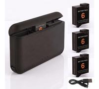 JUBOTY Lot de 3 batteries Li-ion Action 6 5 Pro 4 3 2100 mAh avec boîte de rangement intelligente, compatible avec DJI Osmo 360/Action 6/Action 5/Action 5 Pro/Action 4/Action 3