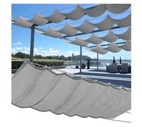 JUCCJUXIN Rétractable Vague Voile D'ombrage,Extérieur Rétractable Couverture De Voile D'ombrage avec Kit De Montage,Voile d'Ombrage UV Protection,Gris Clair(W3*L4m/W9.84*L13.12ft)