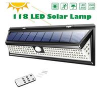 Juce 118 LED Lampe Solaire Extérieur Etanche Solaire Détecteur de Mouvement Eclairage Avec Télécommande Spot Solaire Lumière