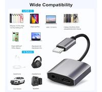Juce® 2 en 1 Adaptateur USB C Jack Supporte Audio et Recharge