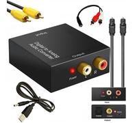 Juce Adaptateur de convertisseur Audio R/L Avec Câble Optique Prozor DAC Numérique SPDIF TosLink vers Analogique