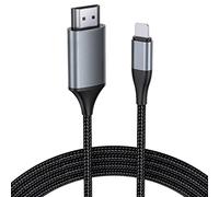 JUCONU Câble Adaptateur HDMI pour iPhone, 1080P HD Câble HDMI Moniteur de Projecteur Converter Compatible avec iPhone/iPad/iPod(4m, Gris)