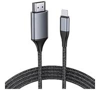 JUCONU Câble Adaptateur HDMI pour iPhone, 1080P HD Câble HDMI Moniteur de Projecteur Converter Compatible avec iPhone/iPad/iPod(2m, Gris)