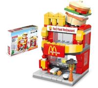 JUCYJULY Kit de Construction Set City Boutique Street View, 167 Pièces Modèle de Restaurant Fast-Food Mini Bloc Construction Architecture, MOC Bâtiment Modulaire Jouet pour 16+ Adultes (8925-4)