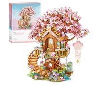 JUCYJULY Mini Blocs de Construction Maison dans l'arbre aux Fleurs de Cerisier, 1149 pièces Sakura Set de Briques de Construction DIY, MOC Architecture Décoration Jouet Cadeaux pour Adulte