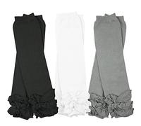 juDanzy 3 Paires De Jambières Bébé Filles Pour Nouveau-Né, Nourrisson, Enfant En Bas Âge, Enfant petites filles|Blanc, Noir, Gris|Taille Unique (10 Livres À 10 Ans Et Plus)