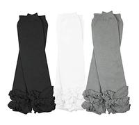 juDanzy 3 Paires De Jambières Bébé Filles Pour Nouveau-Né, Nourrisson, Enfant En Bas Âge, Enfant petites filles|Blanc, Noir, Gris|Nouveau-Né (Jusqu'À 15 Livres)