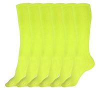 juDanzy Lot de 3 paires de chaussettes montantes uniformes pour l'école, le football, le football, etc., Jaune Fluo, 4-6 ans