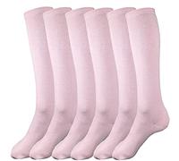 juDanzy Lot de 3 paires de chaussettes montantes uniformes pour l'école, le football, le football, etc., rose pâle, 6-10 ans