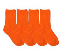 juDanzy Lot de 4 chaussettes pour enfants d'une hauteur 1/4 pour l'uniforme scolaire, le sport et le quotidienr (10-15 ans, Orange)