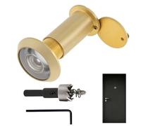 Judas de Porte à 200 Degrés en Verre HD, Oeil de Boeuf Doré pour Portes de 35 à 55 mm, Foret de 16 mm Inclus, Couvercle Anti-Piétinement, Sécurité et Intimité Maximales à Domicile