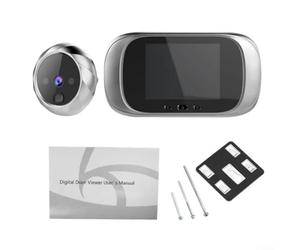 Judas numérique avec écran LCD de 2,8", objectif grand angle de 90°, capture de photos et mémoire intégrée pour la sécurité de la maison, alimentation par batterie, argenté