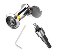 Judas Porte Grand Angle 200 Argent Cache Confidentialite 35-60mm Perçage | Oeil de boeuf, garde maison, entree, diametre 16mm, optique, resistant, fixation simple, robuste, Practical, metal